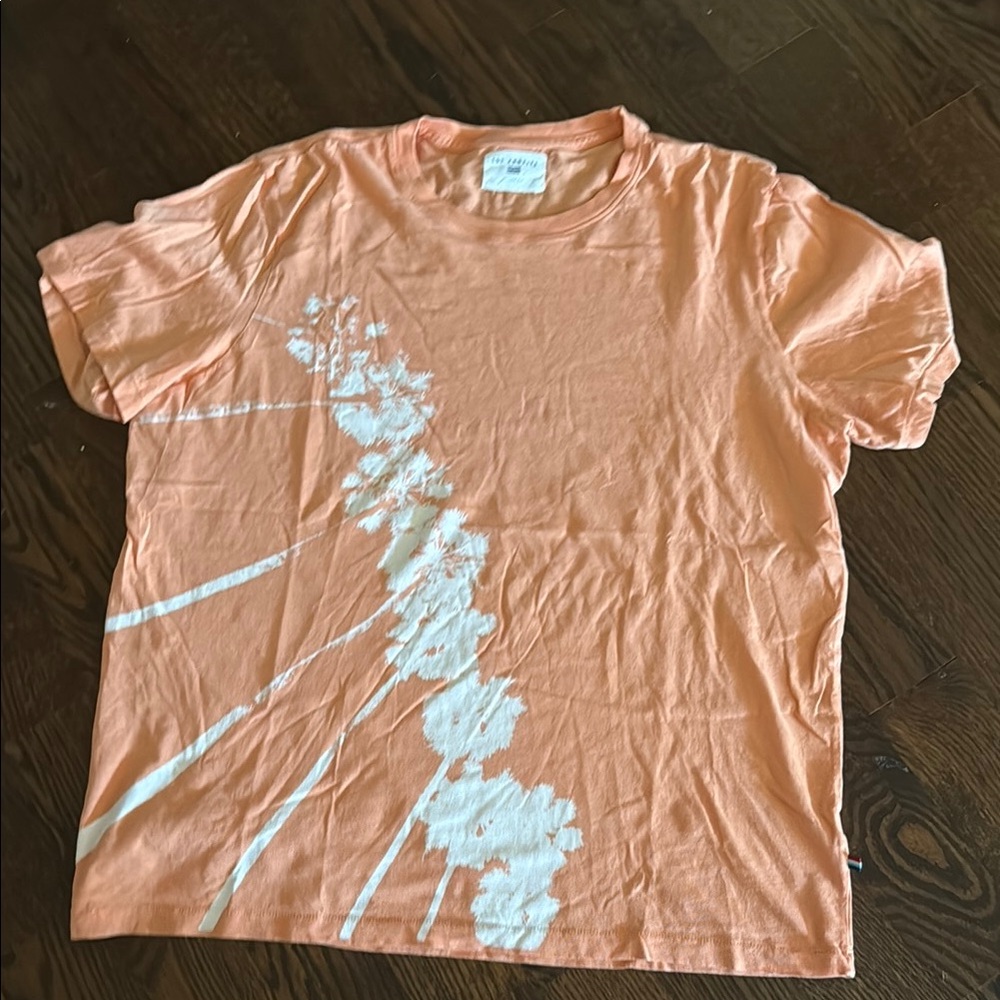 Peach men’s Graphic T-Shirt with White Floral Design